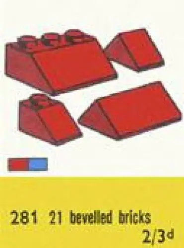 281 2 x 2 and 3 x 2 Sloping Bricks, Blue - 補足品 (1959年}