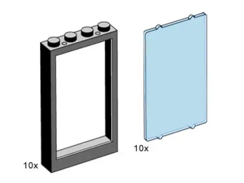 レゴ 3508-1 2 x 4 x 5 Black Window Frame with Blue Pane Bulk Bricks