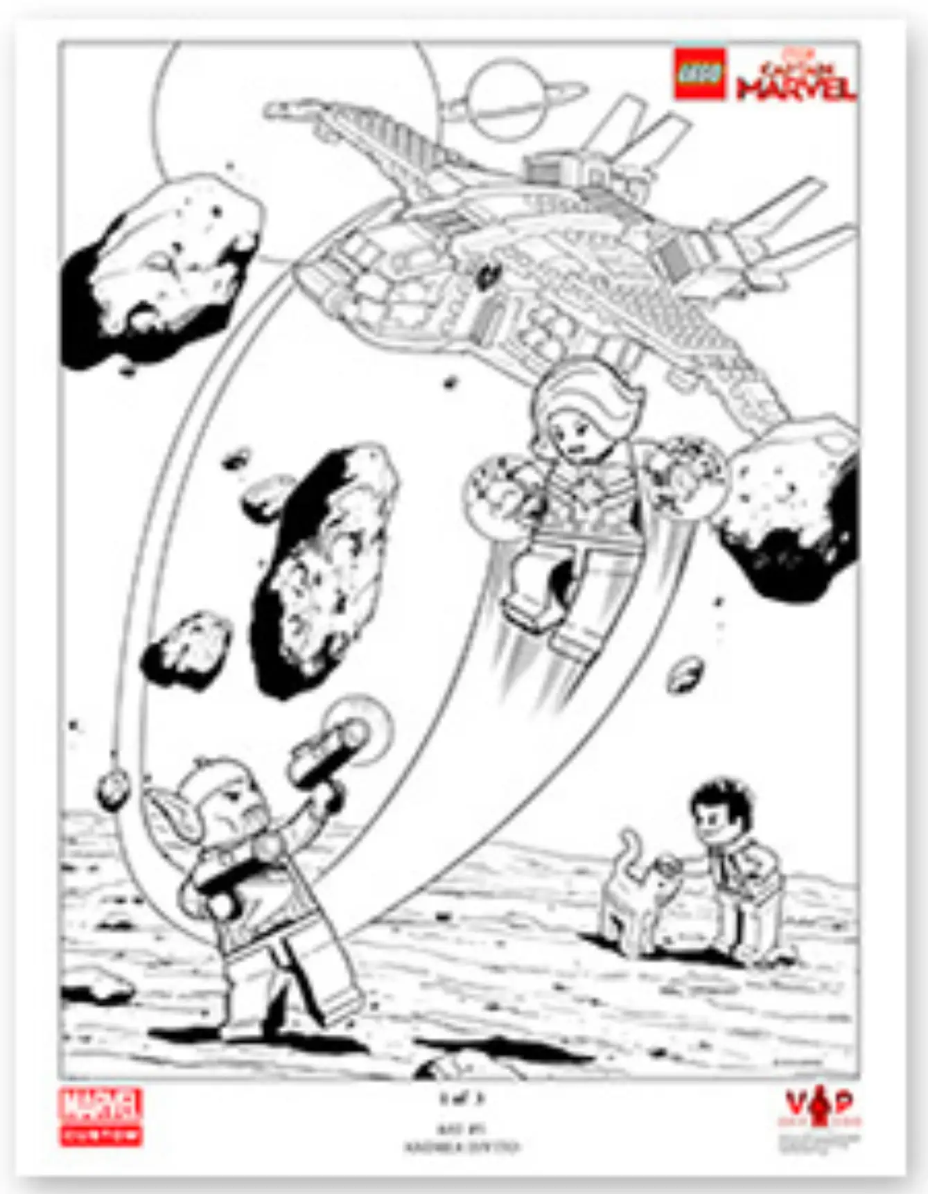 レゴ 5005876-1 Captain Marvel Black & White Art Print ポスター