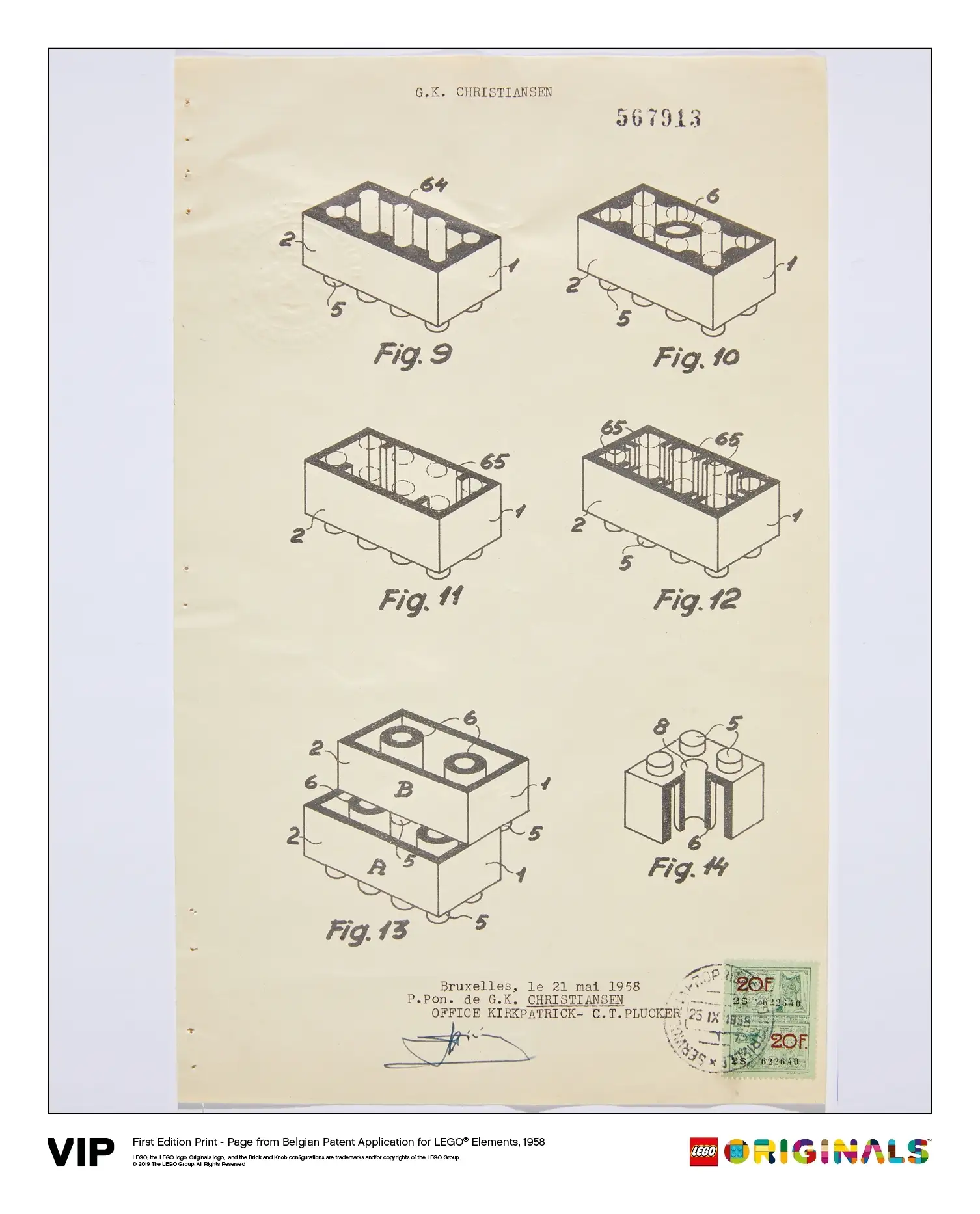 レゴ 5005996-1 Belgian Patent LEGO Elements 1958 オリジナルのおもちゃ