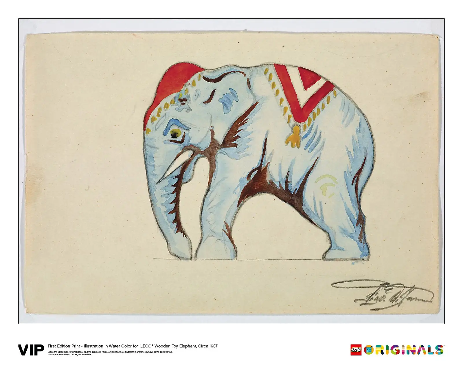レゴ 5005997-1 1st Edition Elephant Water Colour Print, Circa 1937 オリジナルのおもちゃ