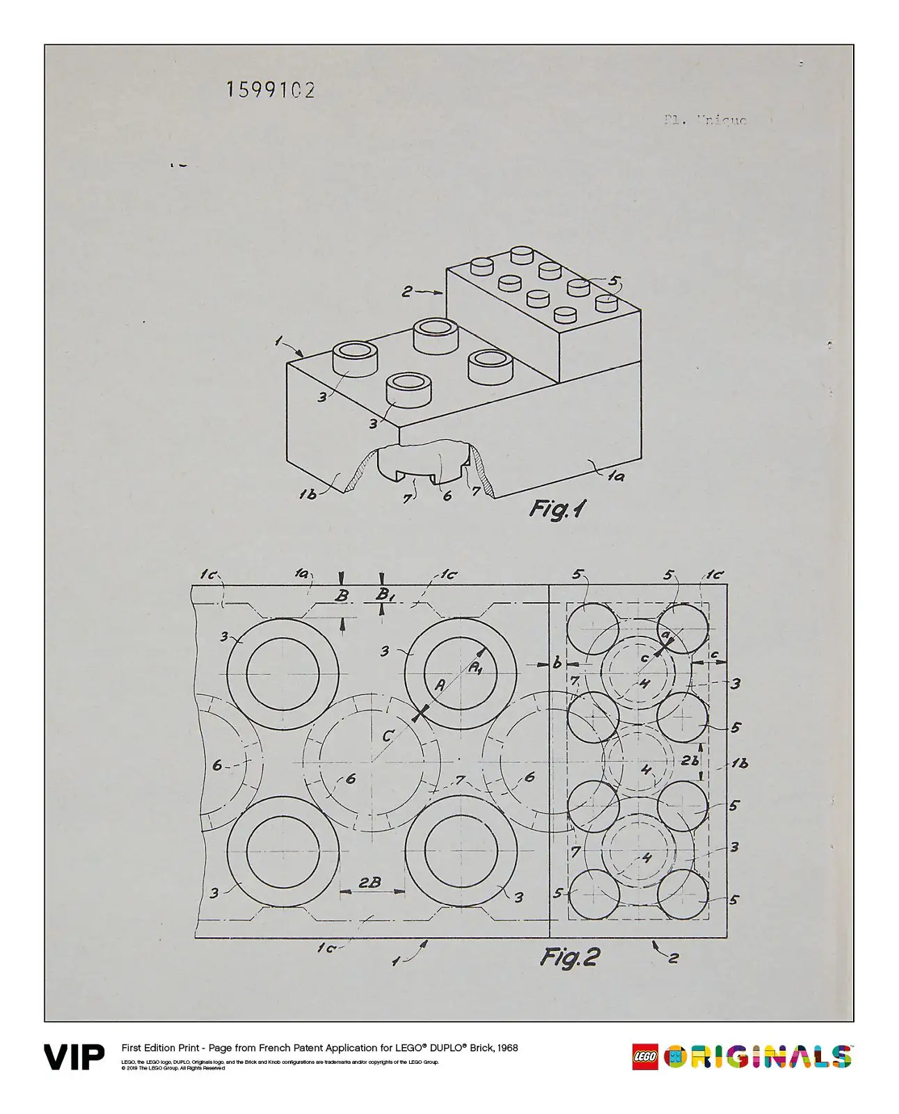 レゴ 5005998-1 French Patent LEGO DUPLO Brick 1968 オリジナルのおもちゃ