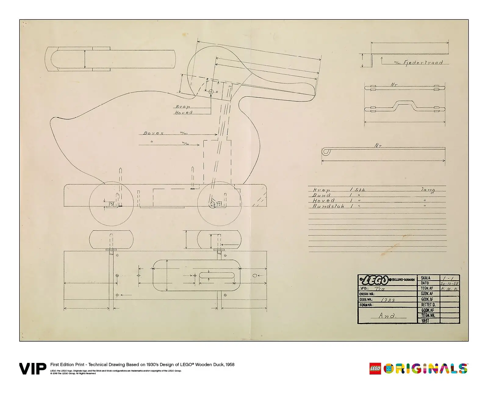 レゴ 5005999-1 1st Edition of Wooden Duck Print, 1958 オリジナルのおもちゃ