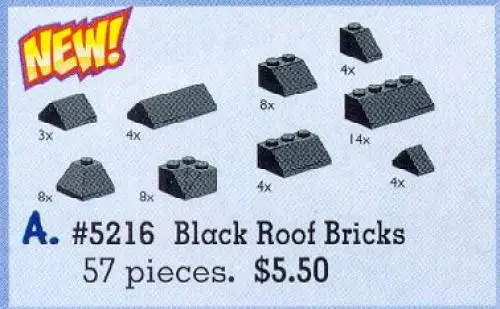 レゴ 5216-1 Roof Bricks Assorted, Black サービスパック