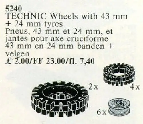 レゴ 5240-1 TECHNIC Wheels with 43 mm + 24 mm tyres テクニック