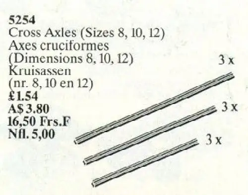 レゴ 5254-1 Cross Axles (Sizes 8, 10, 12) テクニック