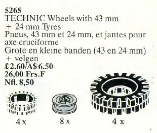 レゴ 5265-1 Large Tires and Wheels / TECHNIC Wheels with 43 mm + 24 mm Tyres テクニック