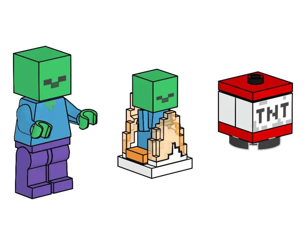 レゴ 662403-1 Zombie with burning Baby Zombie and TNT マインクラフト