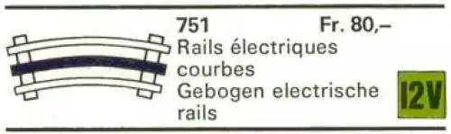 751 8 Curved 12V Conducting Rails - 12V (1969年)