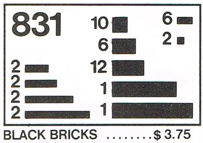 レゴ 831-1 Black Bricks Parts Pack 補足品