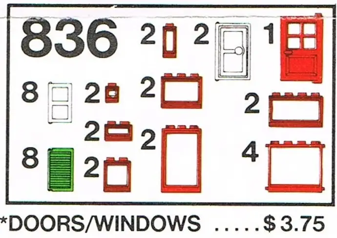 レゴ 836-1 Doors and Windows Parts Pack 補足品