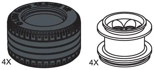 レゴ 970111-1 Large Lawn Tire & Hub (4 tires 4 hubs) サービスパック