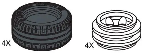 レゴ 970112-1 Small Lawn Tire & Hub (4 tires 4 hubs) サービスパック