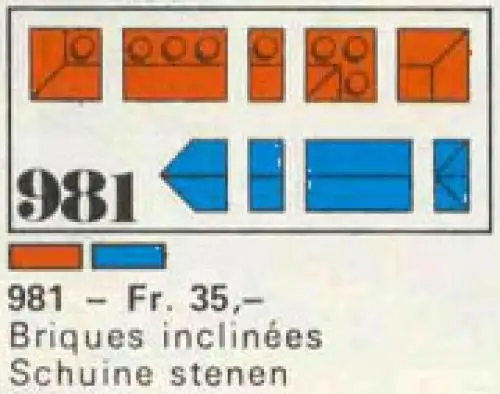 レゴ 981-2 35 sloping profile bricks, including profile peak bricks, Blue 補足品