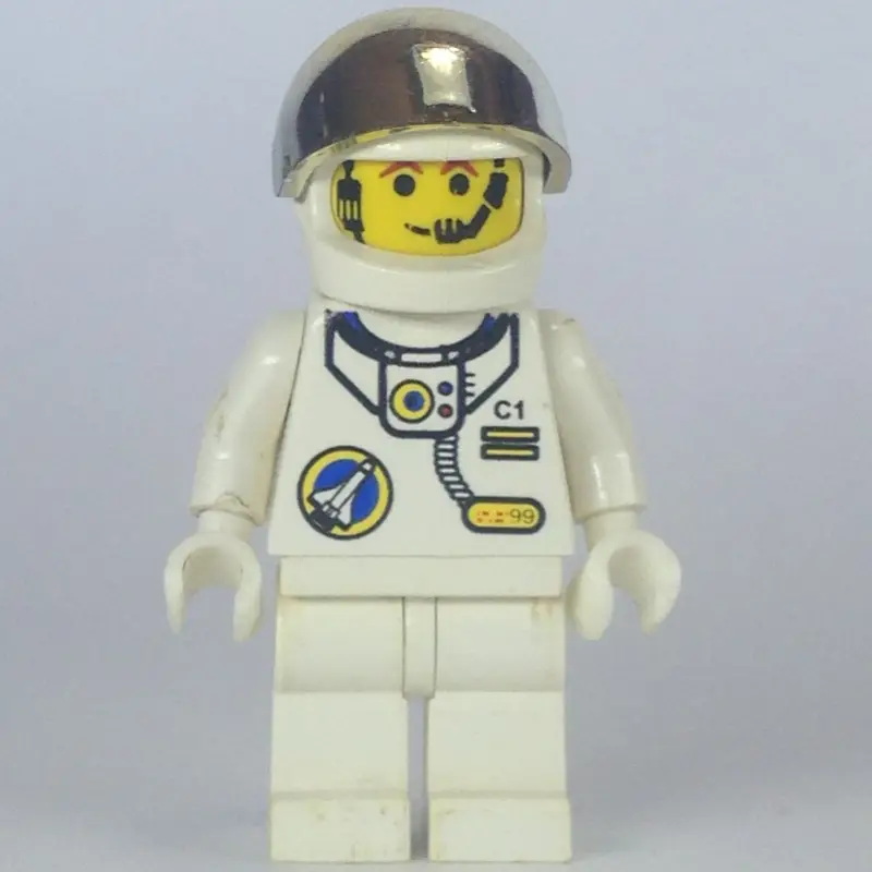 Astronaut, White, White Hips, Helmet with Large Chrome Gold Visor, Headset