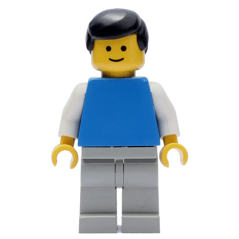 Blue Torso, Light Grey Legs, Black Hair