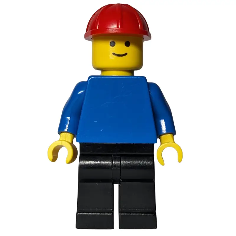 Man, Blue Torso, Black Legs, Red Hard Hat