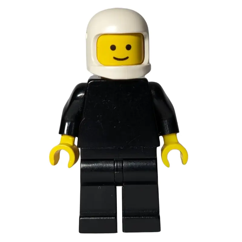 Racer, Plain Black, White Helmet (3842b Helmet)