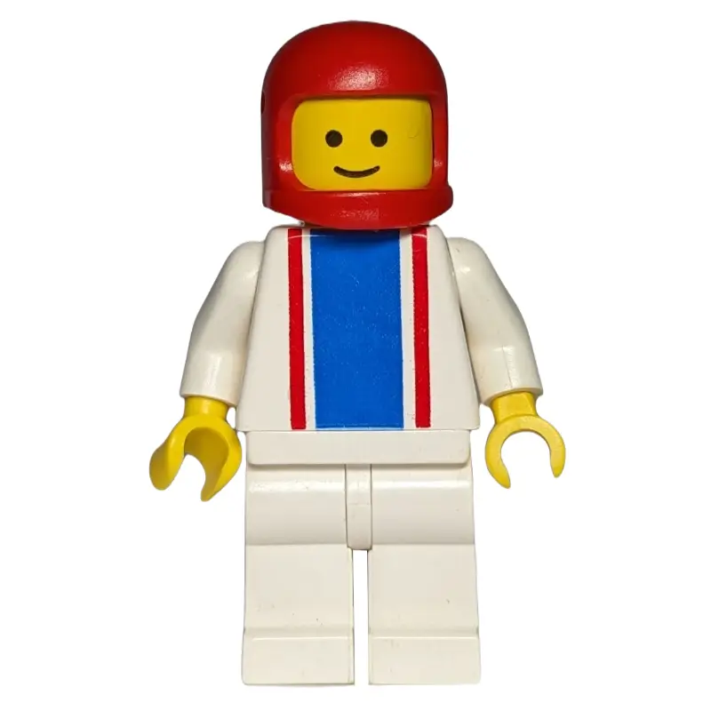 Man, White Torso with Red and Blue Stripes, White Legs, Red Helmet