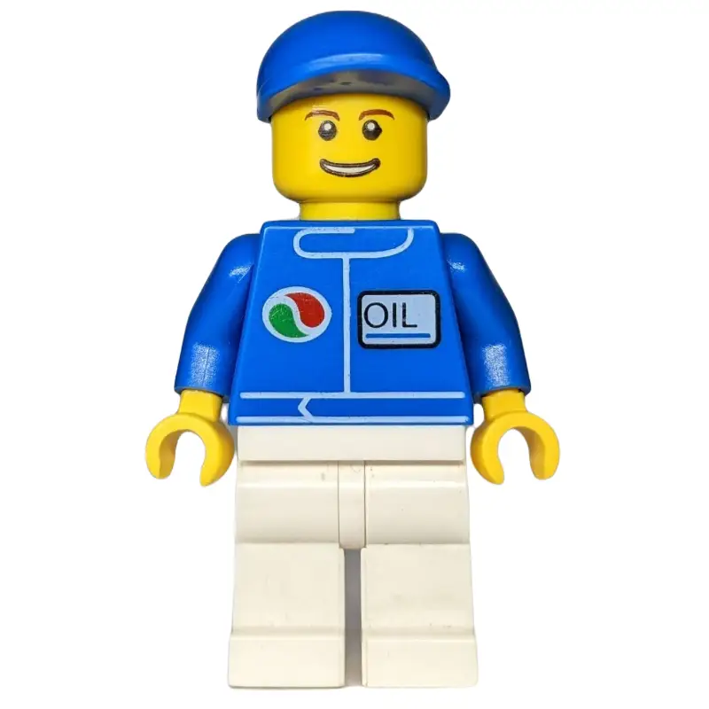 Man, Blue Jacket with Octan Logo, White Legs, Blue Cap
