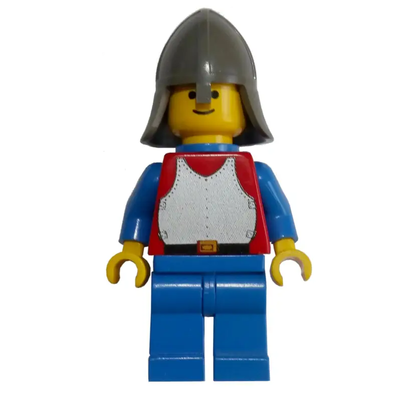 Knight (Breastplate on Red) - Blue Legs, Dark Gray Neck-Protector, Plastic Cape