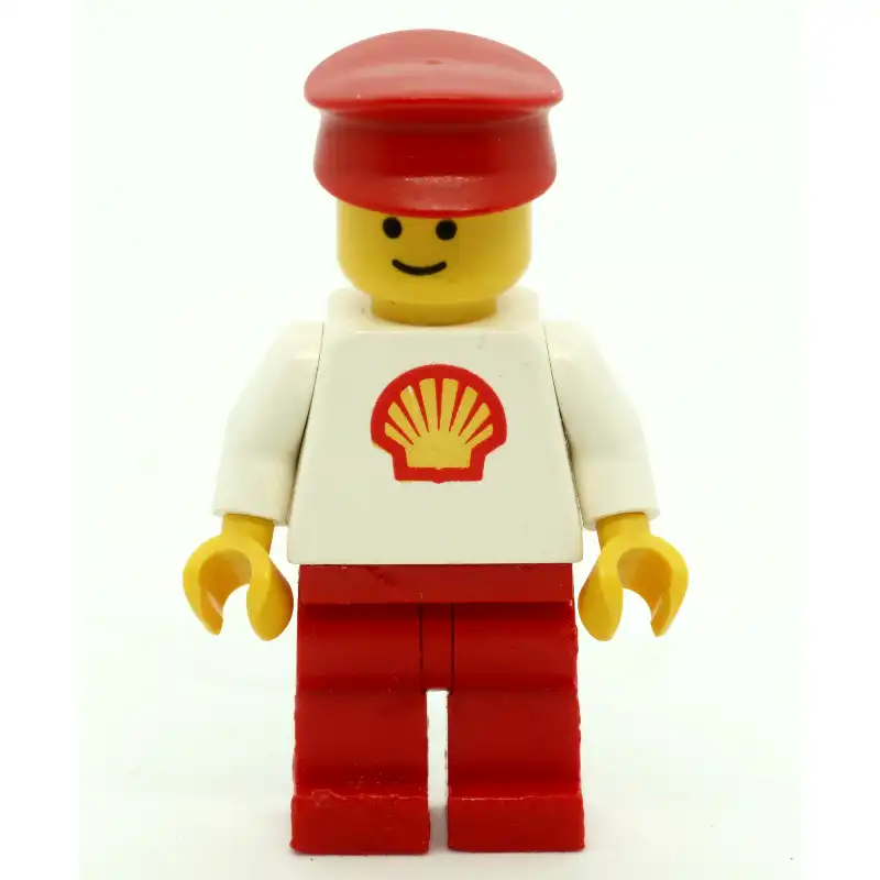 Man, White Torso with Shell Logo, Red Legs, Red Hat