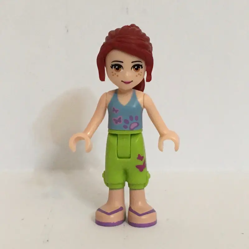 Mia - Medium Blue Top, Lime Shorts