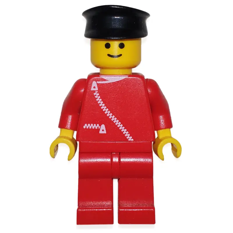 Man, Red Jacket with Zipper, Red Legs, Black Hat