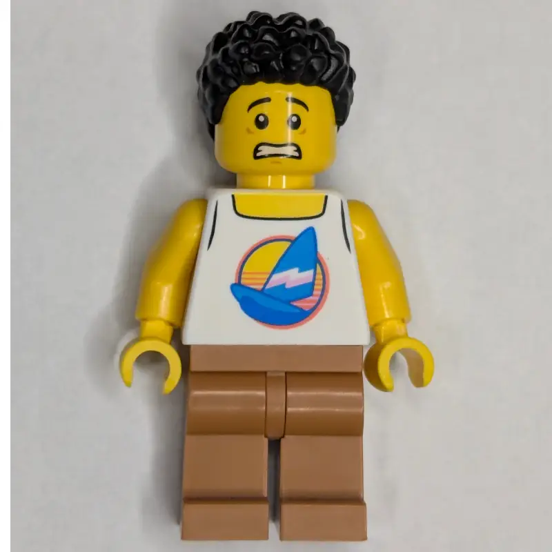 Man, White Vest, Medium Nougat Legs, Black Hair
