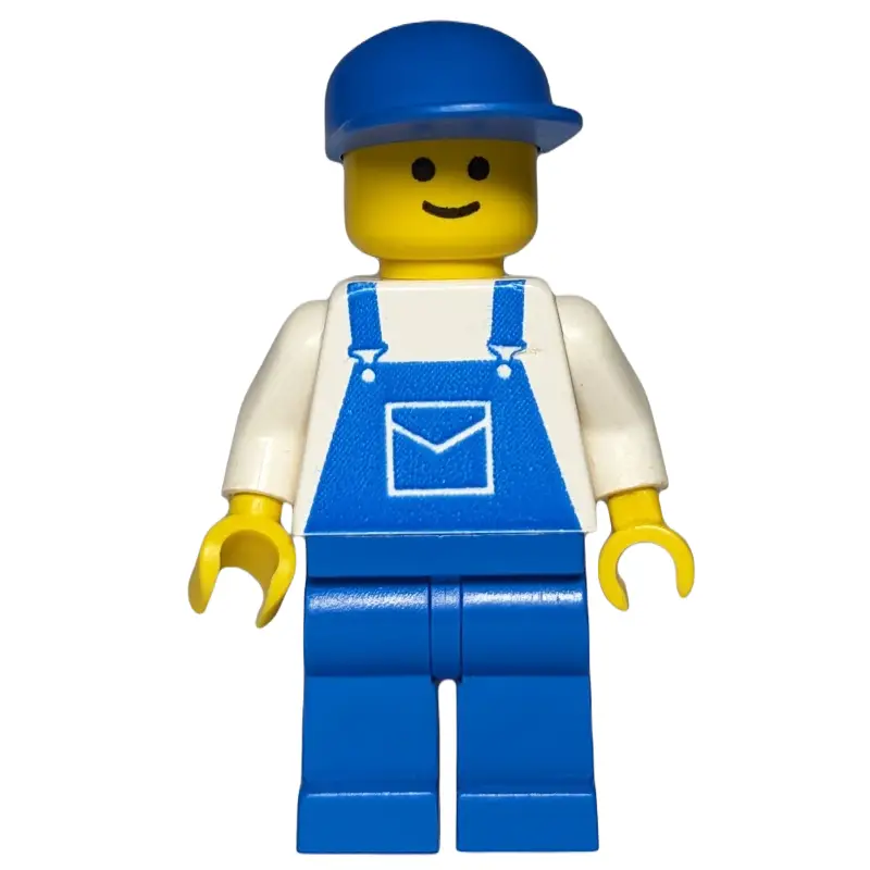Man, Blue Overalls, Blue Cap - 3626a Head