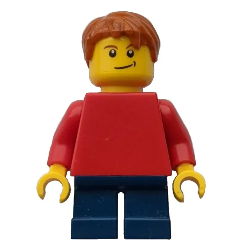 Boy, Plain Red Torso, Short Dark Blue Legs, Dark Orange Hair