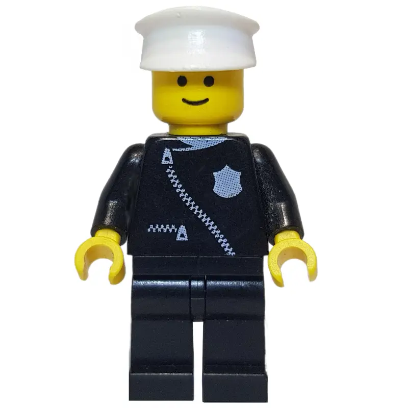 Policeman with Zipper Jacket, White Hat