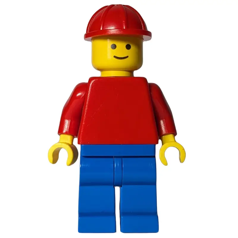 Man, Red Torso, Blue Legs, Red Hard Hat