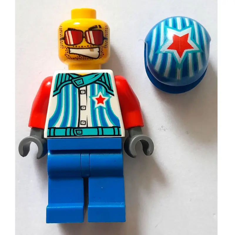 Race Driver, White Torso, Blue Legs, Blue Helmet