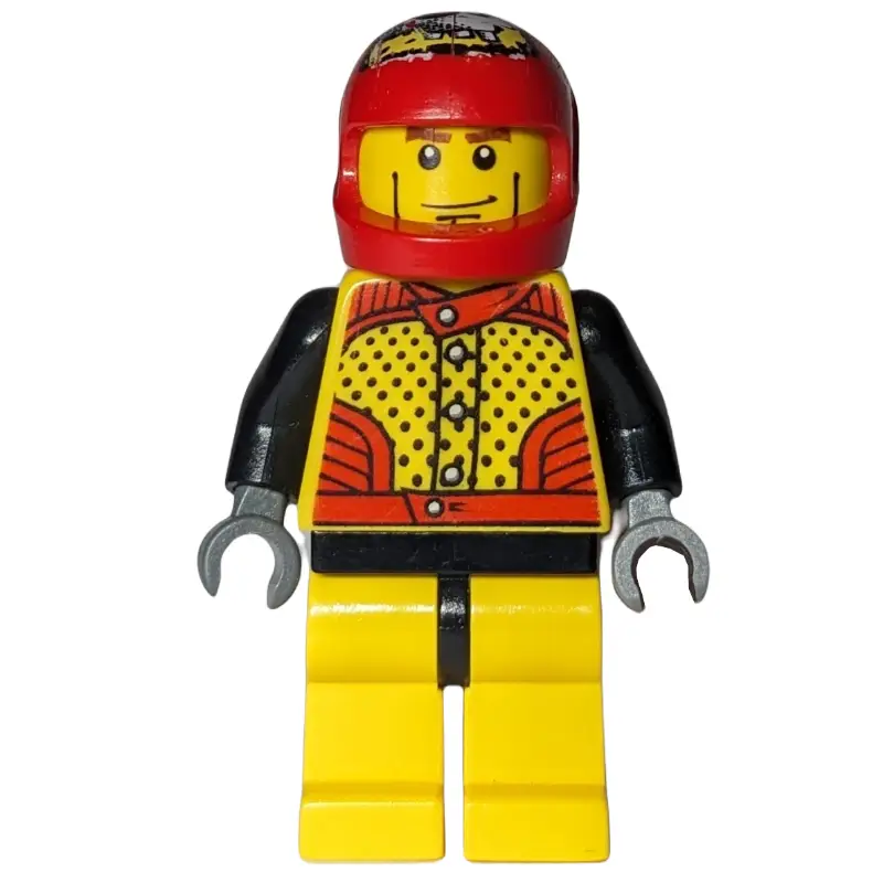 Race Driver, Yellow Torso, Yellow Legs, Red Helmet