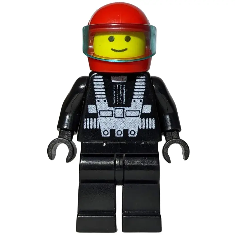 Racer, Blacktron Top, Red Helmet with Visor