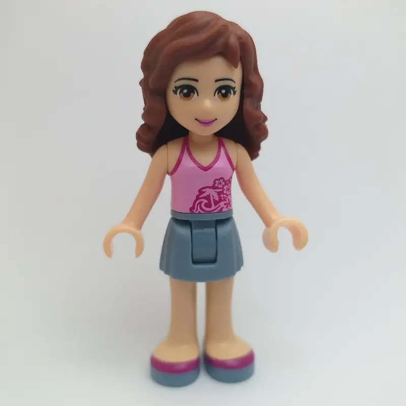 Olivia - Bright Pink Top, Sand Blue Skirt