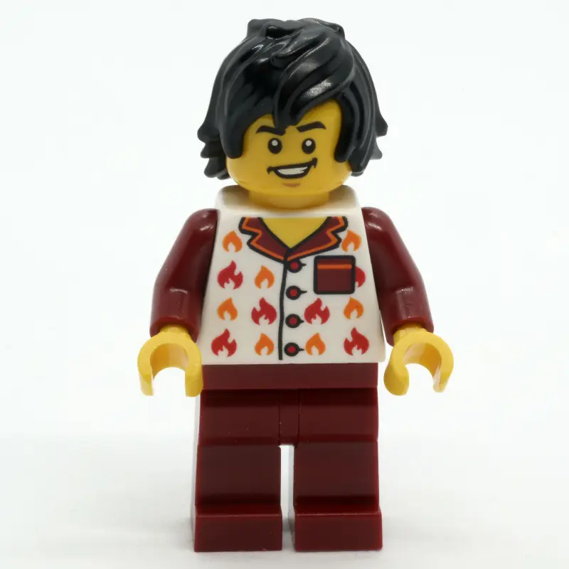 Man, Dark Red and White Pajamas