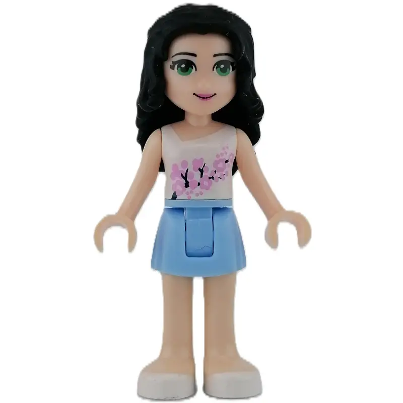 Emma - White Top, Bright Light Blue Skirt