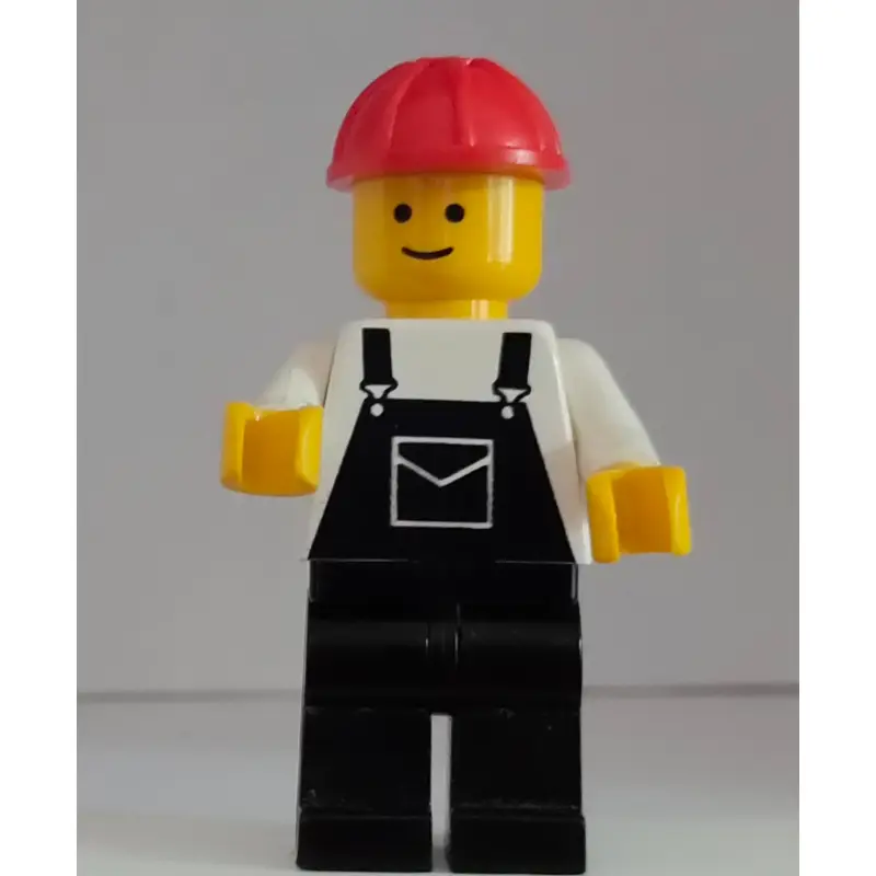Man, Black Overalls, Red Hard Hat (3626b Head)