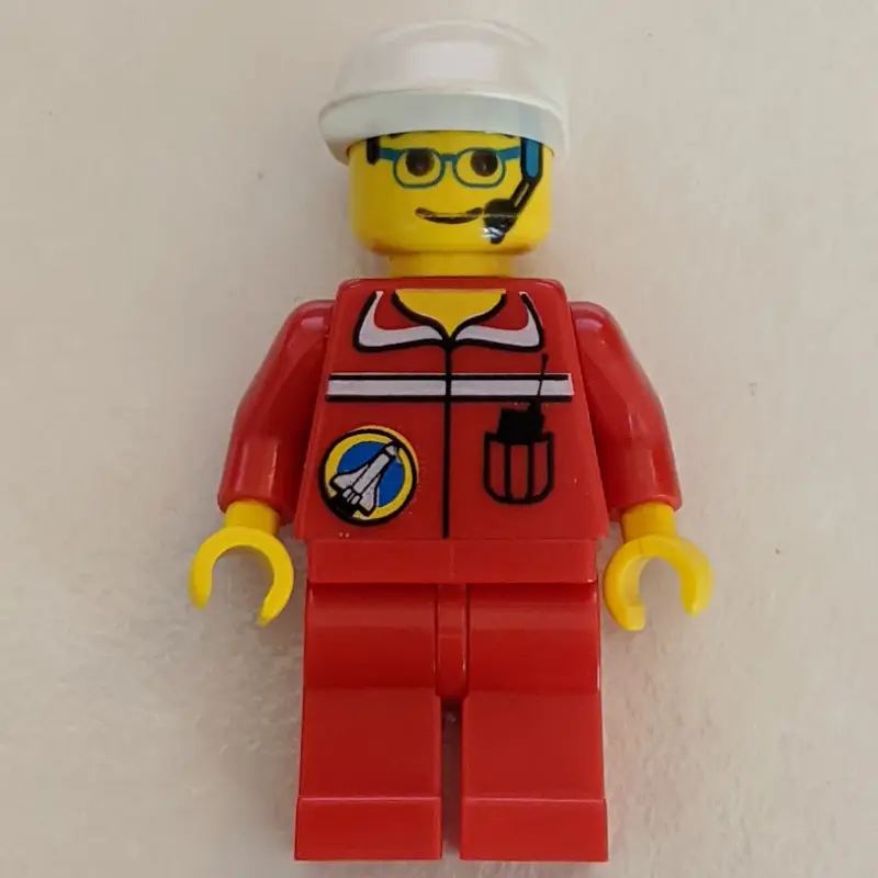 Space Port Ground Crew, Red Jumpsuit, White Cap, Headset and Glasses