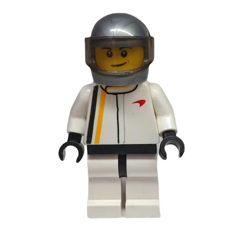 Race Driver, White Torso, White Legs, Flat Silver Helmet, McLaren