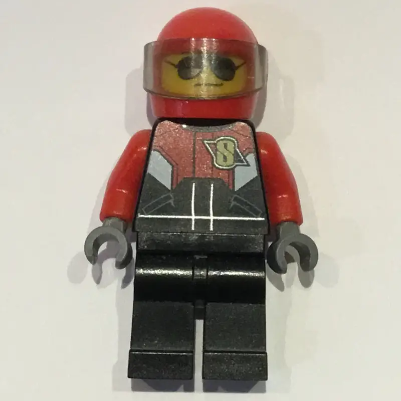 Pilot, Red, Black, and White Jumpsuit, Red Helmet with Visor, Sunglasses