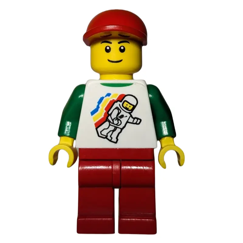White Torso with Space Figure, Red Legs, Red Cap