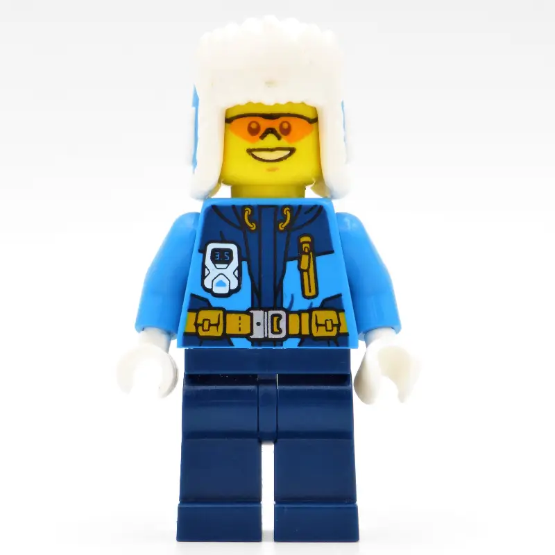 Arctic Explorer, Ushanka Hat, Orange Sunglasses