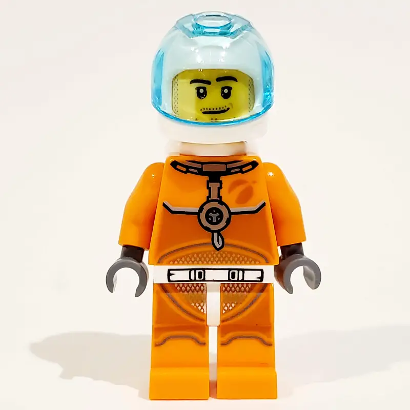 Astronaut - Orange Torso and Legs, White Helmet, Trans-Light Blue Visor, Beard