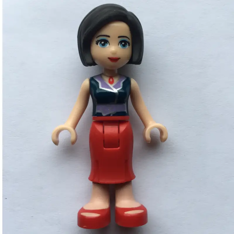 Anna - Dark Blue Vest, Red Dress