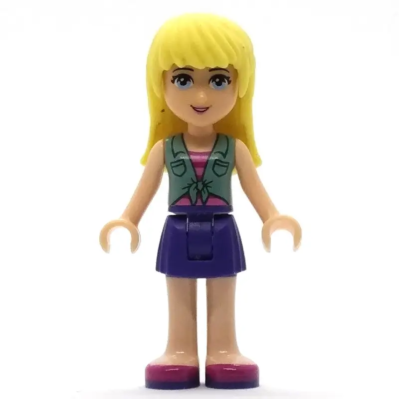 Stephanie - Sand Green Vest, Dark Purple Skirt