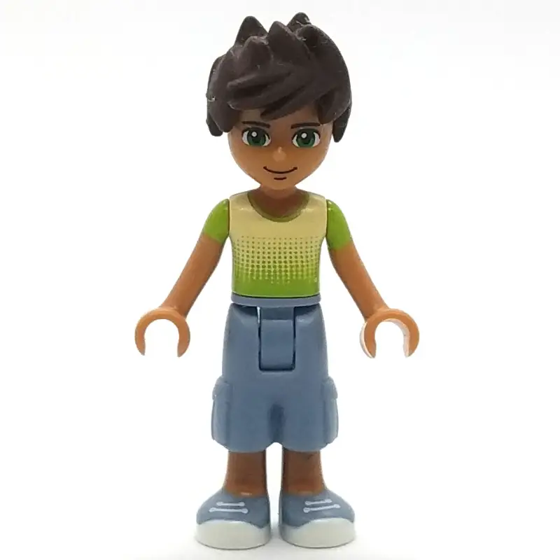 Liam - Bright Green/Yellow Shirt, Sand Blue Trousers
