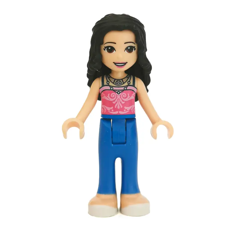 Emma - Dark Pink Top, Blue Trousers